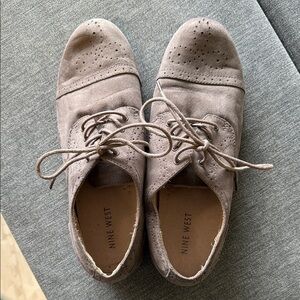 Nine West Beige Suede Lace-Up Shoes